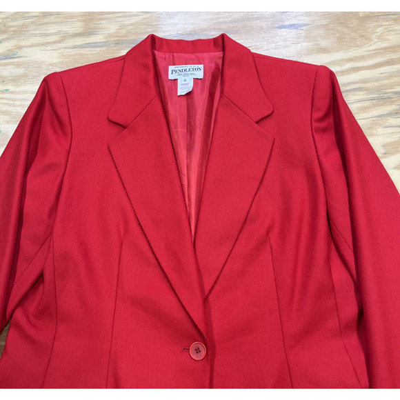 Vintage Pendleton Women’s Size 12P 100% Virgin Wool Red Blazer Career Classic - Picture 5 of 11